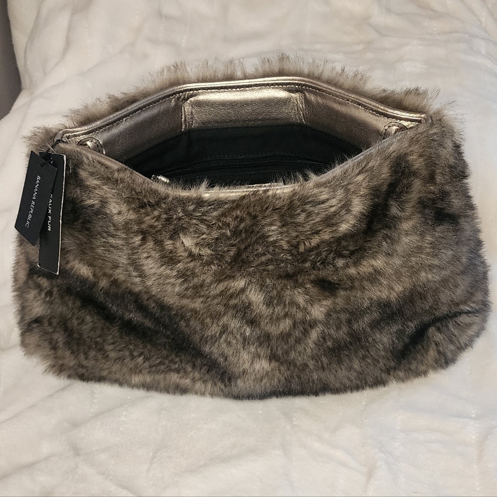 NWT Banana Republic  Faux Fur Clutch
